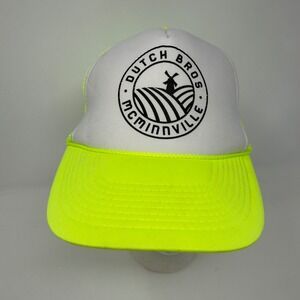 Dutch Bros McMinnville OR Neon Yellow White Trucker Hat OTTO Collection One Size